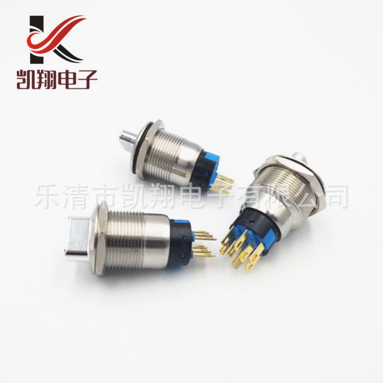 廠家供應旋鈕開關19mm金屬不銹鋼帶手柄無燈自鎖單刀雙刀按鈕開關