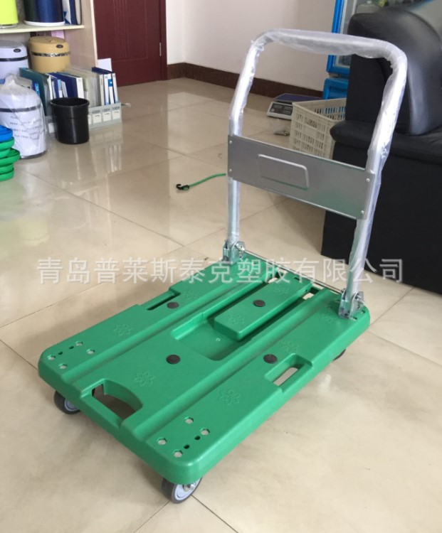 塑料平板車手推車折疊車大載重運輸車推拉車四輪拖車推車靜音料