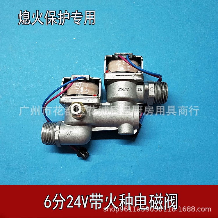 6分24V熄火保護點火控制器雙閥電磁閥帶商用燃氣灶具電磁閥帶火種