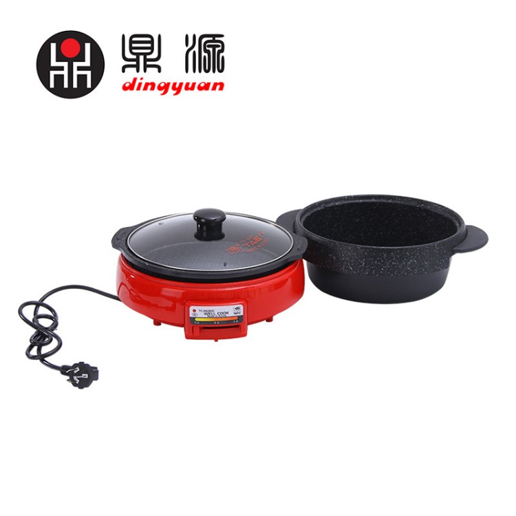 韓式烏龜鍋家用2.3L多功能烤涮一體鍋雙層不粘麥飯石電燒烤鍋代發(fā)
