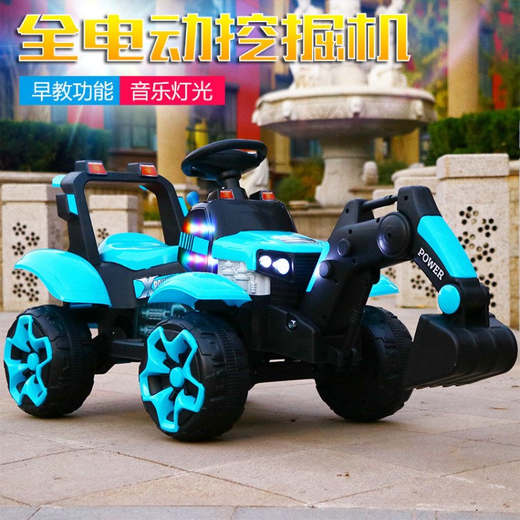 兒童電動(dòng)挖掘機(jī)可坐可騎大號(hào)男孩音樂玩具車挖土機(jī)可遙控腳踏油門