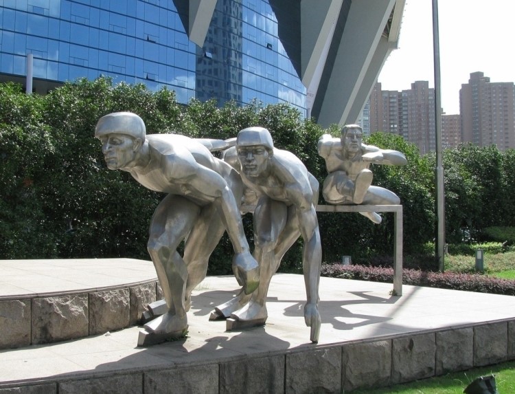 大型不銹鋼廣場雕塑/金華體育運動人物不銹鋼雕塑HHR019