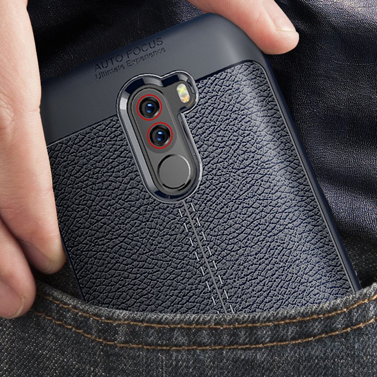 C-KU小米pocophone f1手機殼荔枝紋皮紋TPU全包保護外套廠家直供