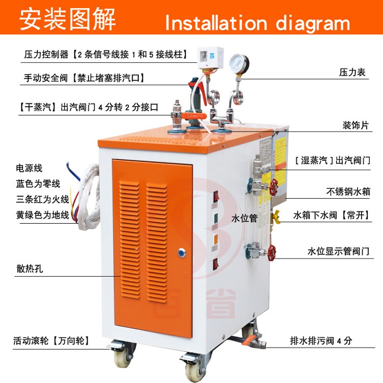 百省蒸汽洗車機商用高溫高壓清洗汽車內(nèi)飾發(fā)動機蒸汽清潔機移動式