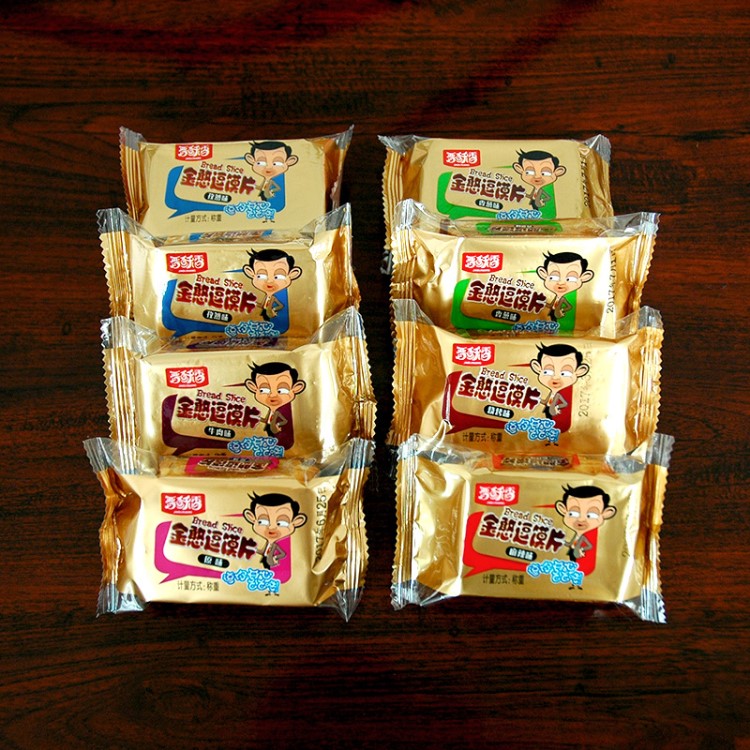 豫輝食品廠家直銷(xiāo)一件代發(fā)零食金憨豆烤饃片4kg六種口味可混裝