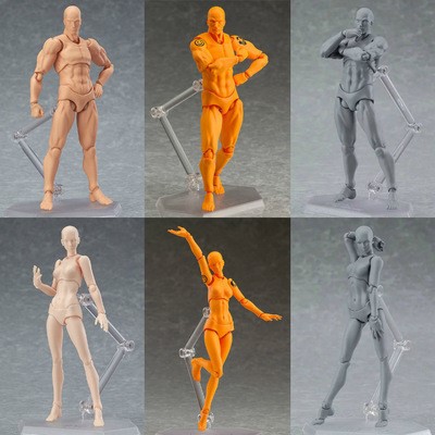 Figma 15周年 鲜橙色灰色肤色 2.0女生 男生素体绘画可动手办模型