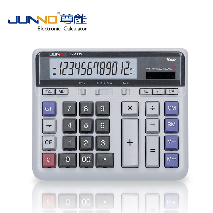 JUNNO廠家直銷12位太陽能計算器商務辦公計算器JN-2135