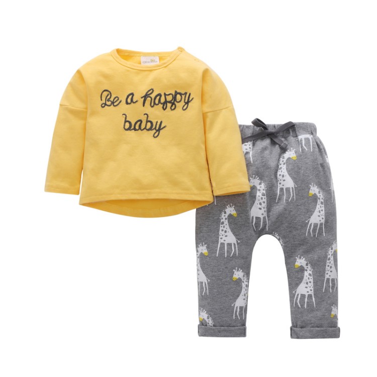 2018秋季新款韓版休閑卡通童裝棉嬰兒服裝兩件套童裝廠家批發