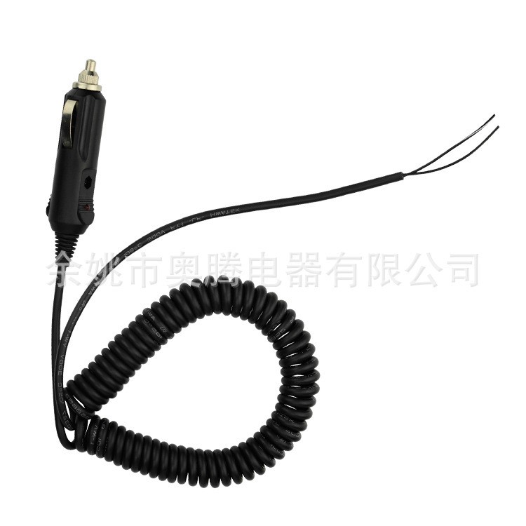 廠家-ROHS美式帶指示燈彈簧電源線 12-24V車充PU彈簧線