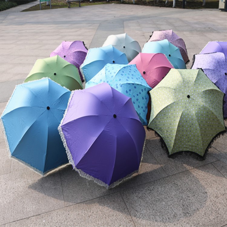 9块9遮阳伞黑胶晴雨伞 蕾丝防晒防紫外线太阳伞 库存处理伞混搭批