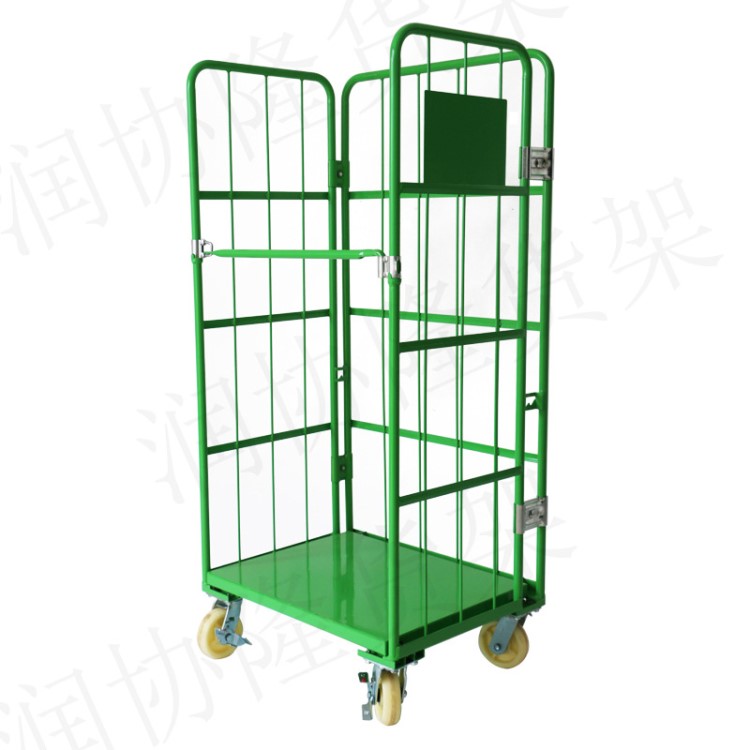 潤協(xié)隆廠家批發(fā)商場超市移動(dòng)式可折疊理貨車倉儲(chǔ)籠物流臺(tái)車