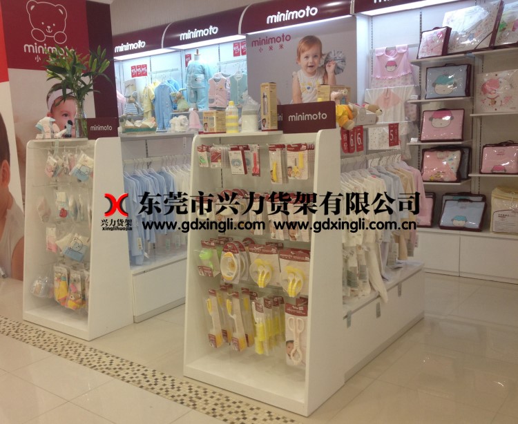 可爱可亲母婴店奶粉货架母婴用品陈列展示架钢木童装货架