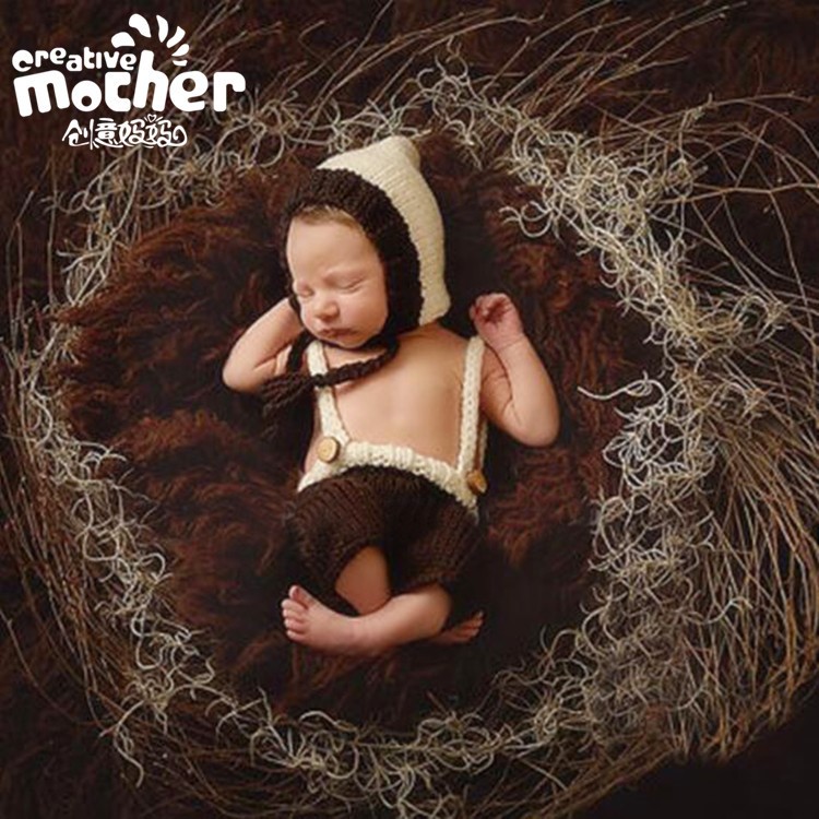 兒童攝影服裝影樓專用奶棉毛線嬰兒服飾手工針織寶寶卡通毛衣135