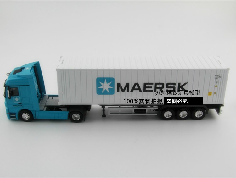 1：50MAERSK馬士基奔馳Benz冷藏集裝箱卡車模型 冷凍貨柜車運(yùn)輸車