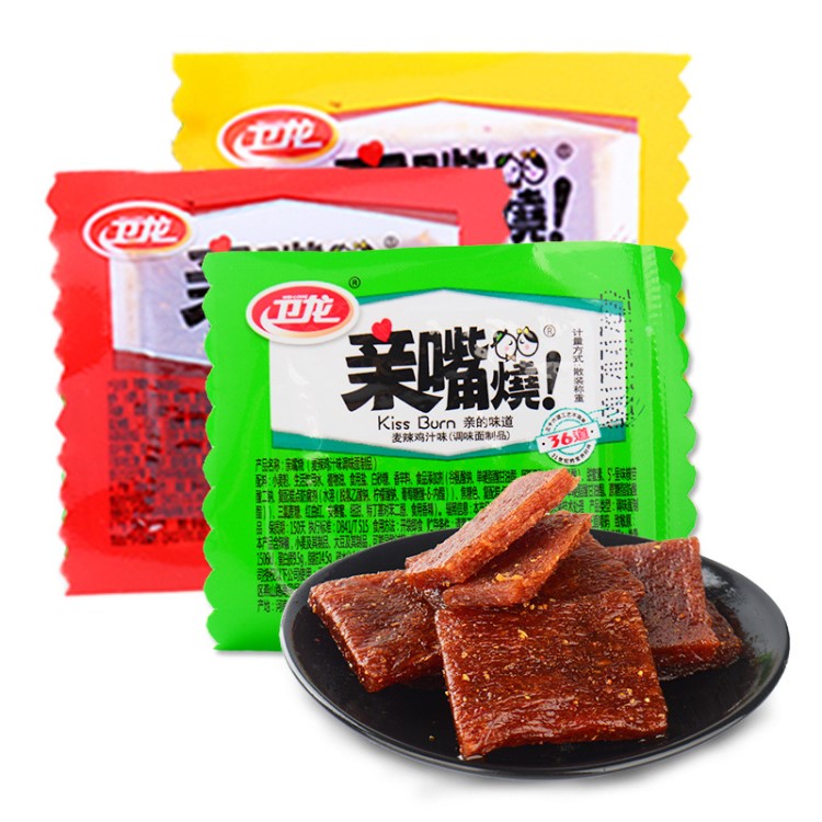 衛(wèi)龍辣條親嘴燒10g/片 休閑素肉豆制品辣條辣片小零食大刀肉辣條