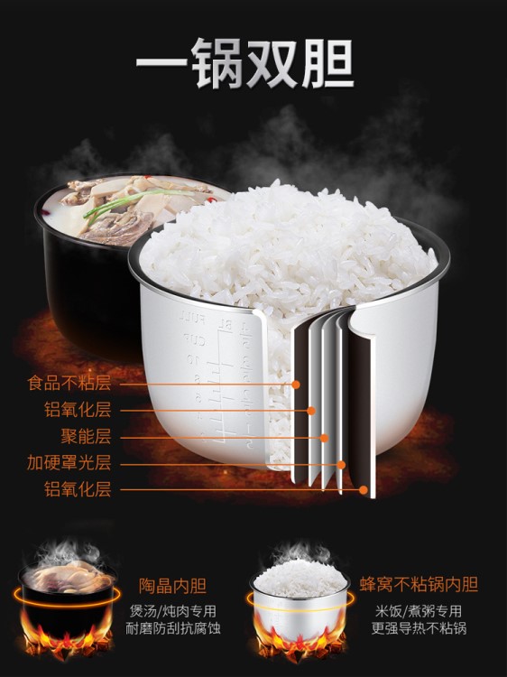 電壓力鍋智能電飯高壓鍋多功能家用6l升6-7-8人雙內(nèi)膽