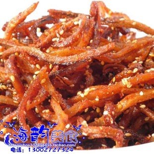 煙臺龍口海特產(chǎn) 芝麻香辣魷魚絲 魷魚香辣絲魷魚條 10斤整箱批發(fā)