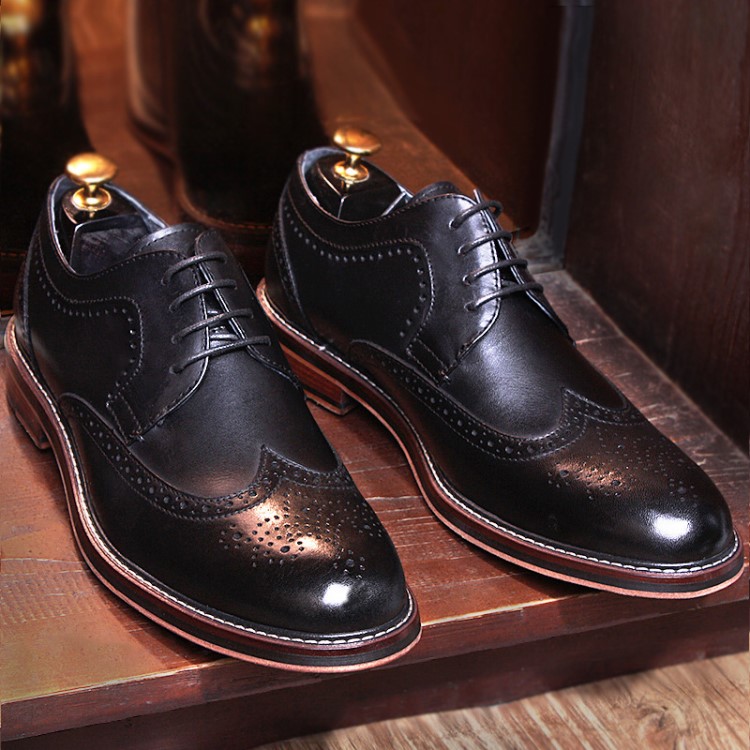 英伦男鞋布洛克款式巴洛克雕花固特异手工鞋商务正装真皮鞋
