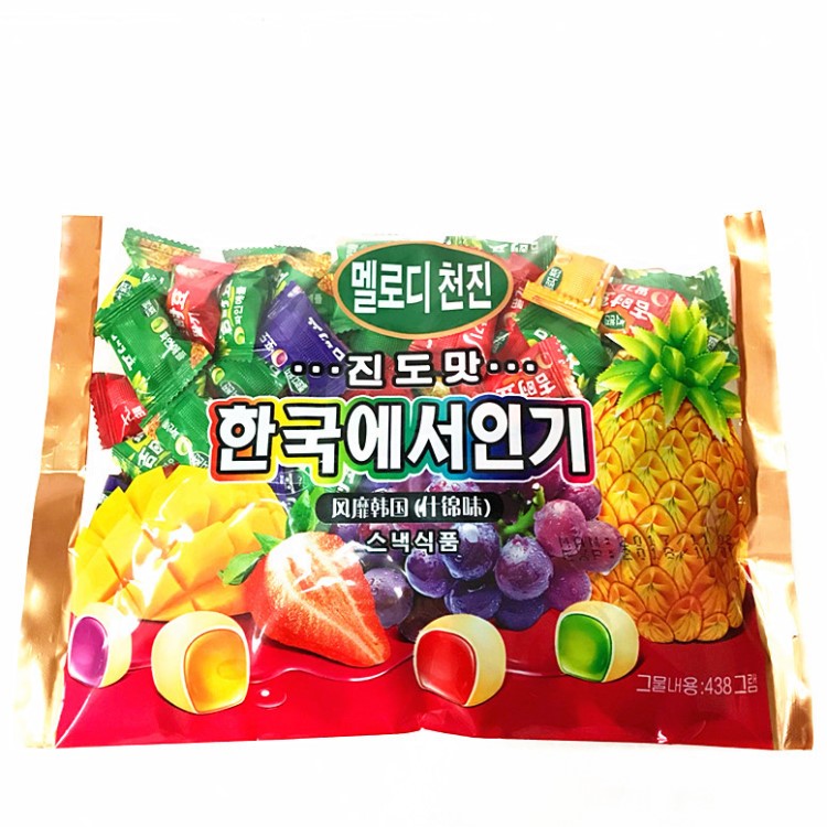 冰袋發貨 美樂津吉時豆軟糖果什錦味水果糖 年貨喜糖438g整箱20包