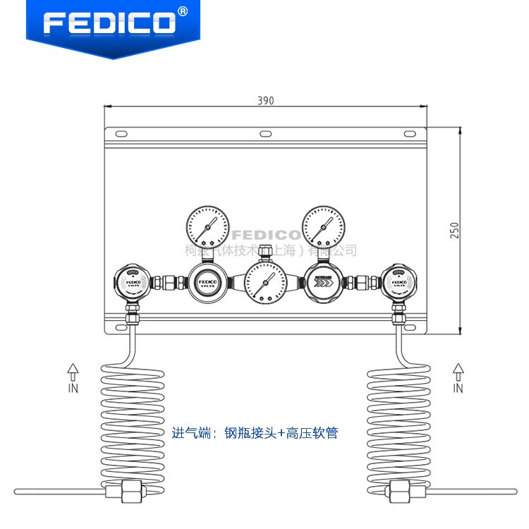 FEDICO/LIZAO多瓶半自動切換裝置 氣體匯流排 實驗室供氣控制面板