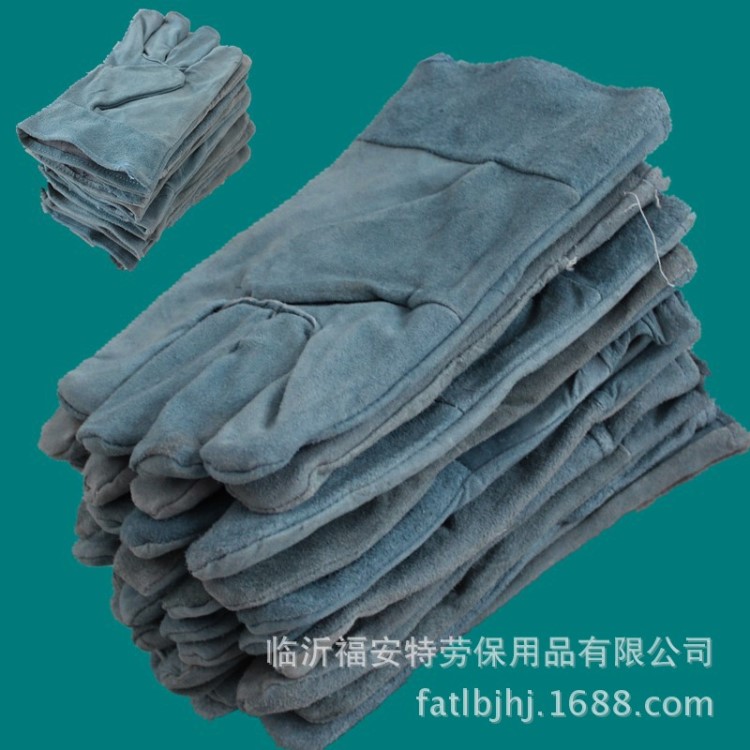 二層短電焊手套生產(chǎn)廠家批發(fā)韓國藍(lán)二層牛皮加絨勞保防護(hù)焊工手套