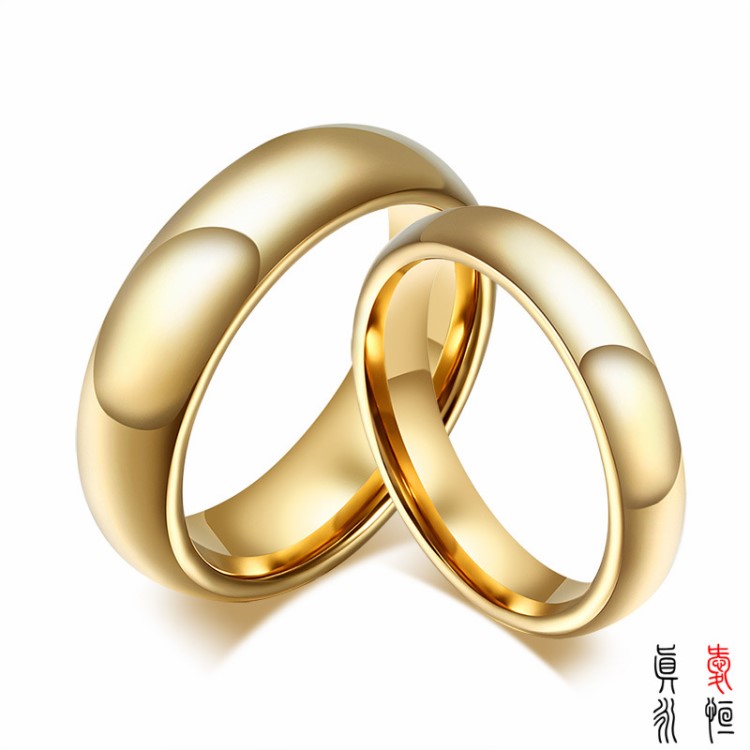 廠家供應(yīng)碳化鎢結(jié)婚戒指金色訂婚結(jié)婚鎢金戒指 情侶鎢鋼飾品