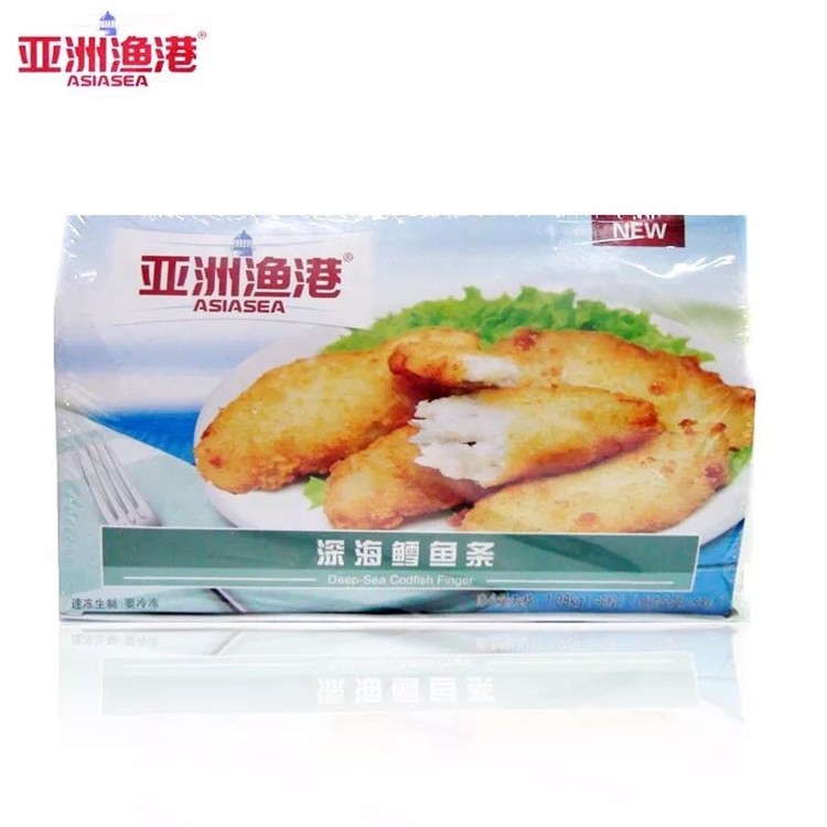 亚洲渔港鳕鱼条深海鳕鱼排披萨汉堡炸鸡休闲小吃1080g/盒36条