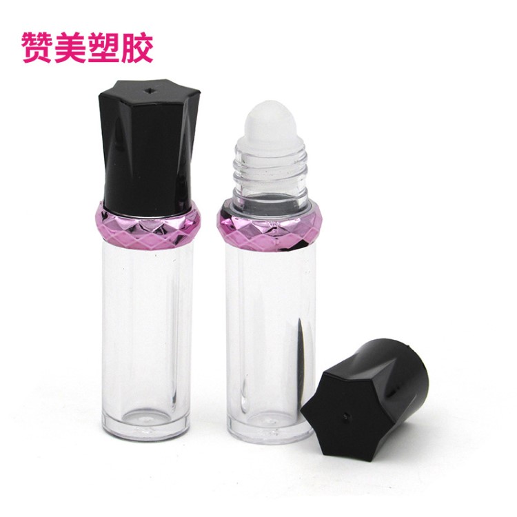 便攜滾珠香水瓶 六角精油瓶 潤唇走珠瓶 塑料透明走珠小空瓶包材