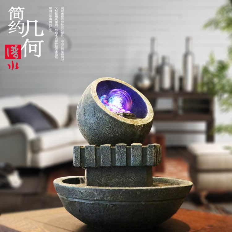 家居流水擺件裝飾品假山噴泉辦公室桌面電視柜客廳創(chuàng)意領(lǐng)導(dǎo)禮物