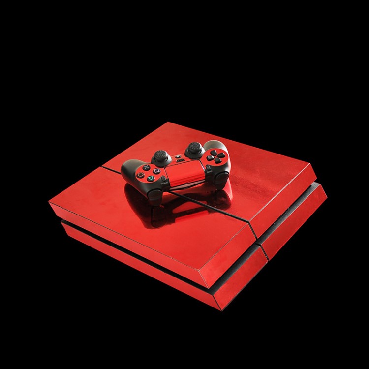 新款！ 電鍍貼膜 電鍍貼紙 PS4游戲機(jī)貼膜 紅色亮面 光面貼紙