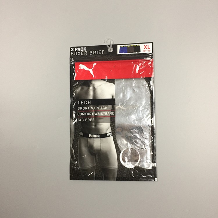 廠家定制掛鉤內衣內褲服裝袋 半透明自封復合圓底直立袋