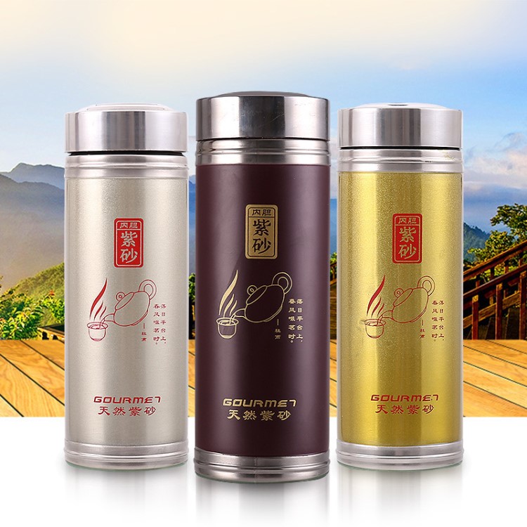 熱賣紫砂內膽保溫杯禮品廣告杯 定制不銹鋼外殼創意水杯批發