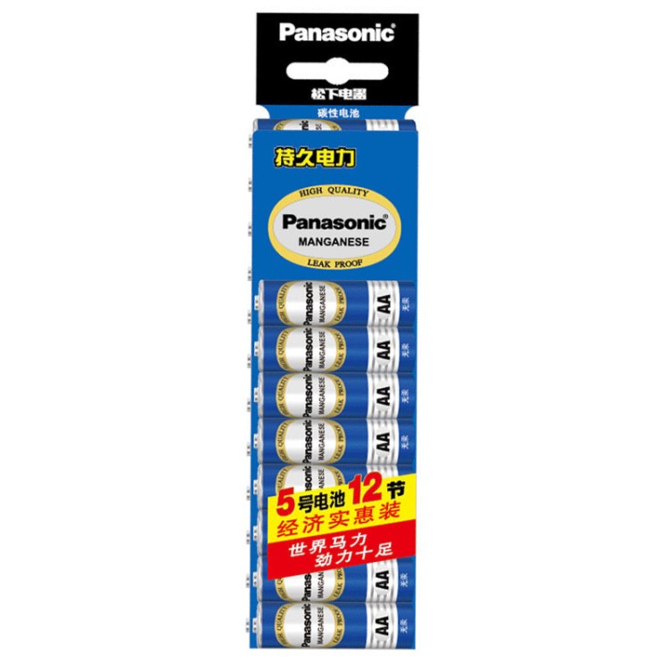 Panasonic/松下碳性5號(hào)電池五號(hào)AA電池12粒裝無汞環(huán)保R6PNU/12SC