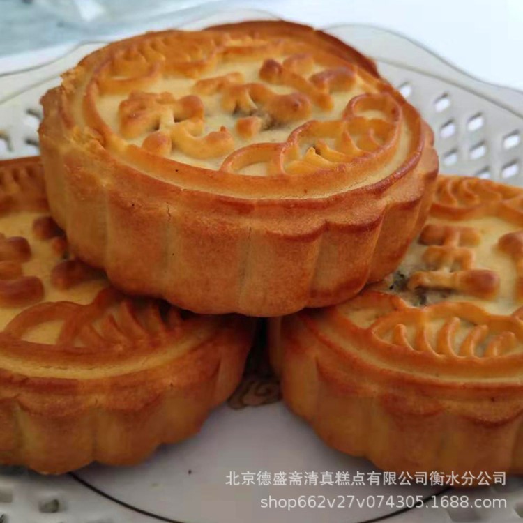 厂家生产 老式伍仁月饼 手工制作传统酥皮糕点 营养代餐早点