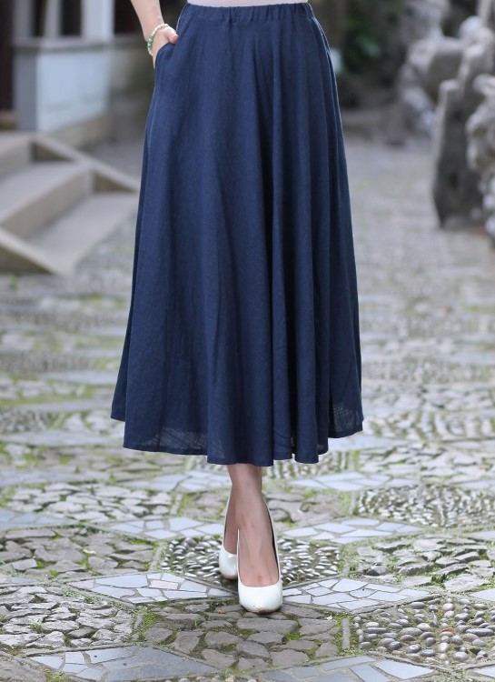 唐裝裙子批發(fā)2522-1新款棉麻半身裙演出表演服裝服裝百褶裙