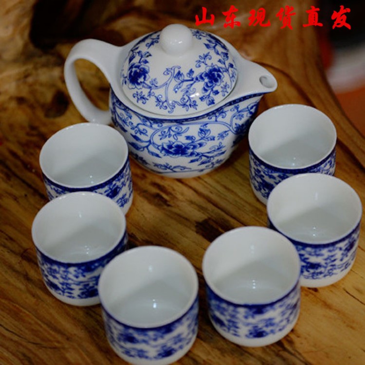 7頭青花瓷茶具 禮品贈(zèng)品品青花瓷功夫茶具可加印logo茶具套裝