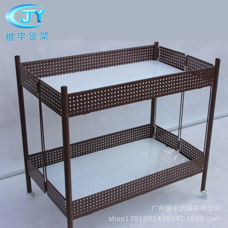 貨架廣州廠家直銷小號噴塑促評價車專用雙層拆裝式批發定制