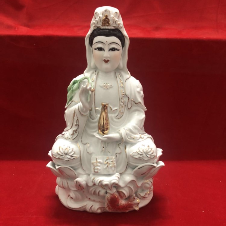 特白坐魚吉祥觀音 廠家直銷批發觀音菩薩 居家供奉擺件佛像工藝品