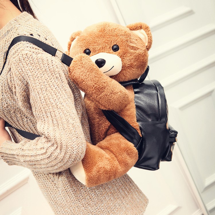 廠家直銷莫斯奇諾小熊雙肩女背包 泰迪小熊毛絨玩具書包批發