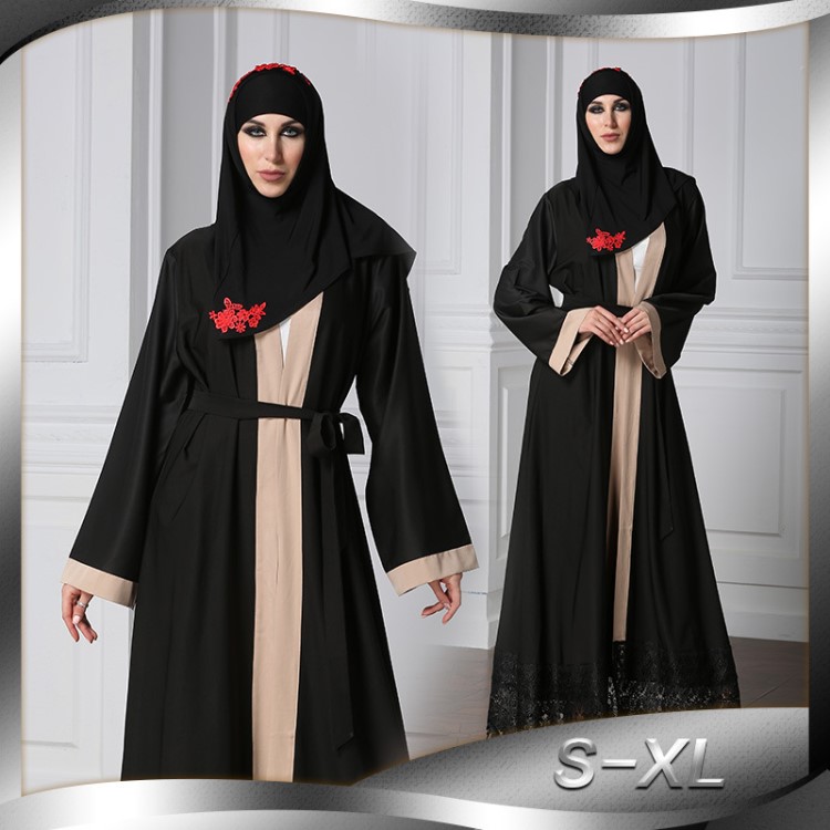 時尚新款巴基斯坦沙特女服飾開衫長袍蕾絲伊斯蘭穆斯林時尚1513