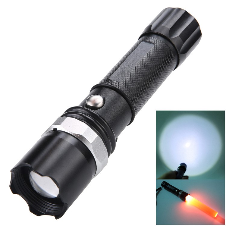 軍瑤強(qiáng)光手電筒 LED變焦調(diào)光手電筒 騎行充電照明電筒Flashlight