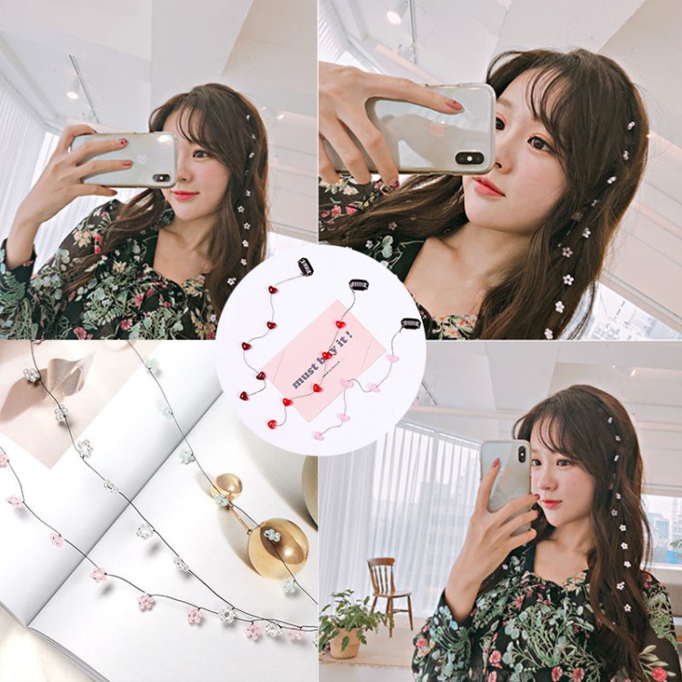 韓國超仙水晶花朵發梳長發編發裝飾頭飾小清新隱形流線發夾飾品女