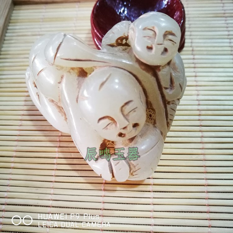 明清仿古 和田玉和合二仙擺件 天然玉石吊墜大量批發 產地貨源