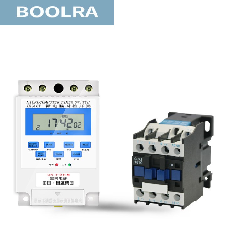 時(shí)控開(kāi)關(guān)KG316T搭配交流接觸器1810大功率時(shí)間控制器自動(dòng)定時(shí)開(kāi)關(guān)