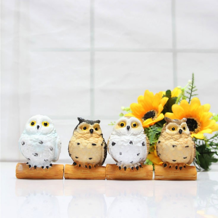 拍攝道具批發(fā) 彩繪貓頭鷹樹脂擺件 微景觀動物小擺件裝飾品 0139