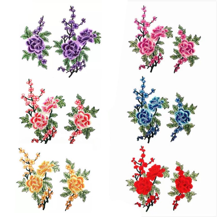 精品服飾家紡DIY配飾花邊 創意立體彩色繡花水溶對領花布貼圖案