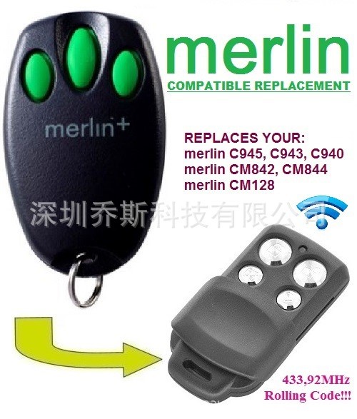 跨境電商433.92mhz開關鎖車庫門遙控器兼容Merlin+C945CM842