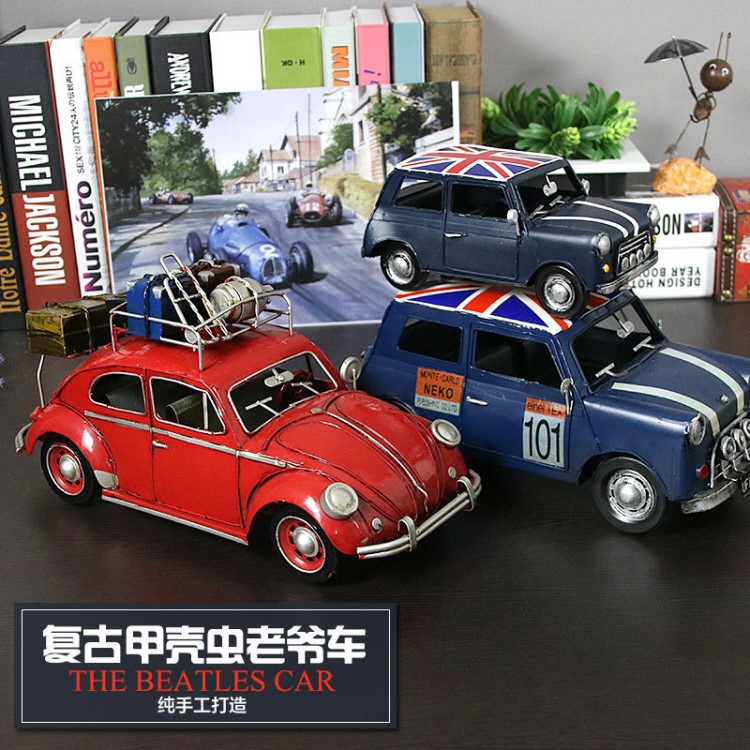 復(fù)古鐵皮老爺車擺件仿真模型車模手工鐵藝玩具轎車模型工藝禮品