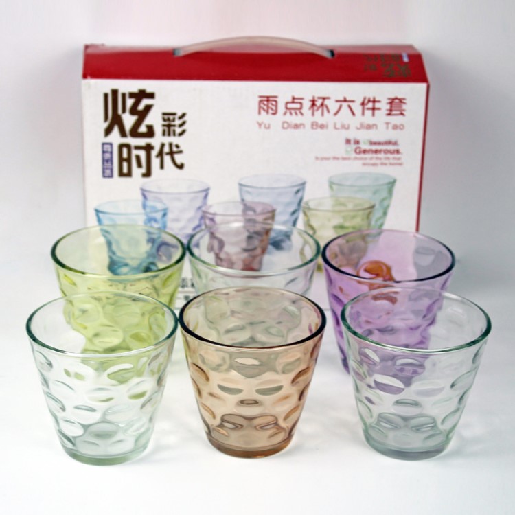 創(chuàng)意炫彩雨點杯六件套四件套兩件套玻璃杯 廣告杯 禮品杯廠家直銷