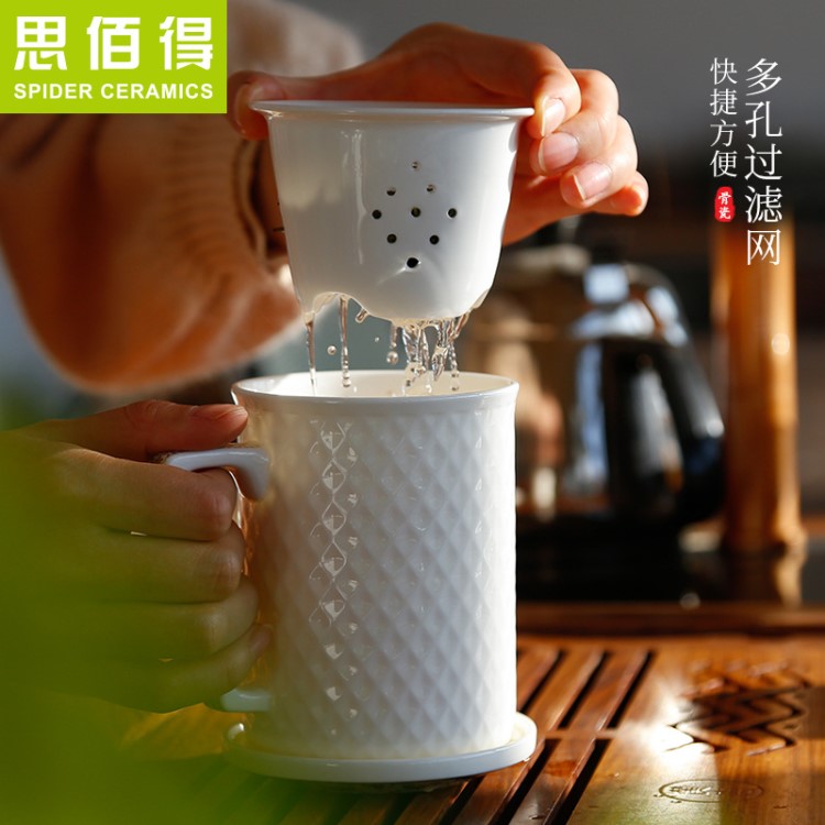 思佰得茶杯陶瓷茶漏杯功夫茶杯骨瓷白瓷茶杯茶杯陶瓷帶蓋瓷器茶具